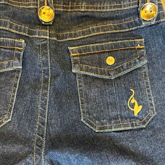 Baby Phat Vintage Retro Women's Cropped Carpenter Jeans with Gold Detail Size 9 - Picture 7 of 10